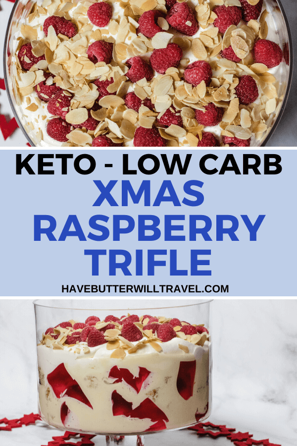 Trifle is a must have on many dessert tables on Christmas Day and your family and friends will absolutely love this keto trifle filled with raspberries #ketotrifle #ketoChristmas #ketochristmasdessert
#ketochristmasrecipe