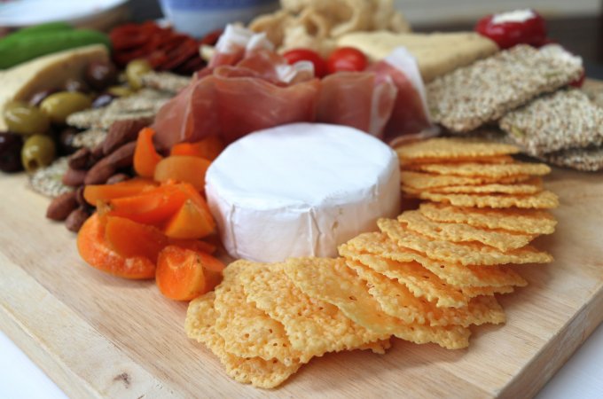 Cheese crackers on a grazing platter