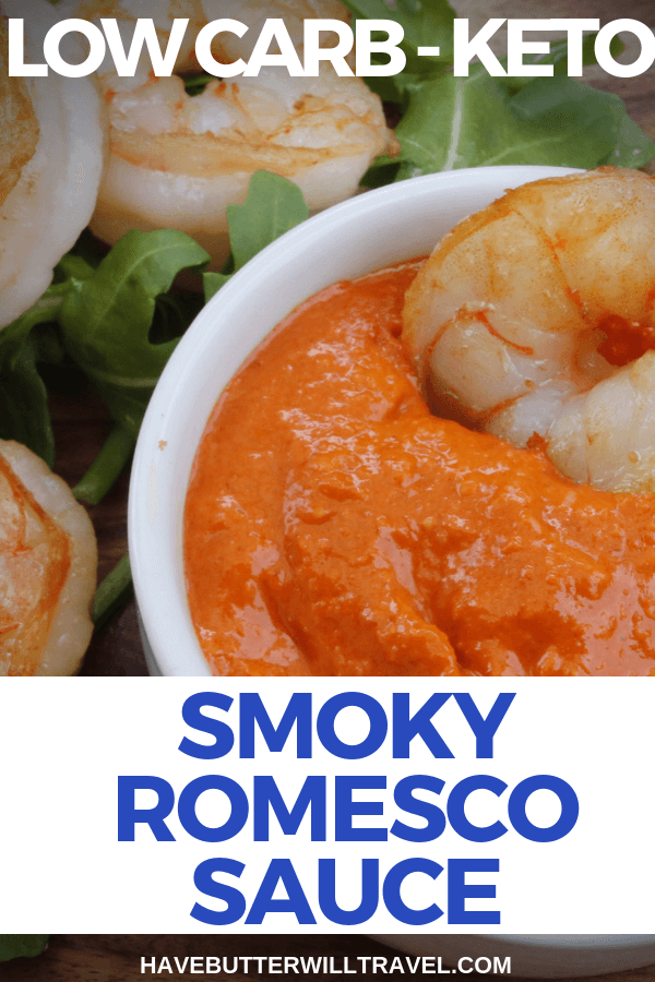 Romesco sauce is a delicious red pepper & nut sauce that originated in Spain. At 1 net carb per serve it's a wonderful low carb option to add to your meal.