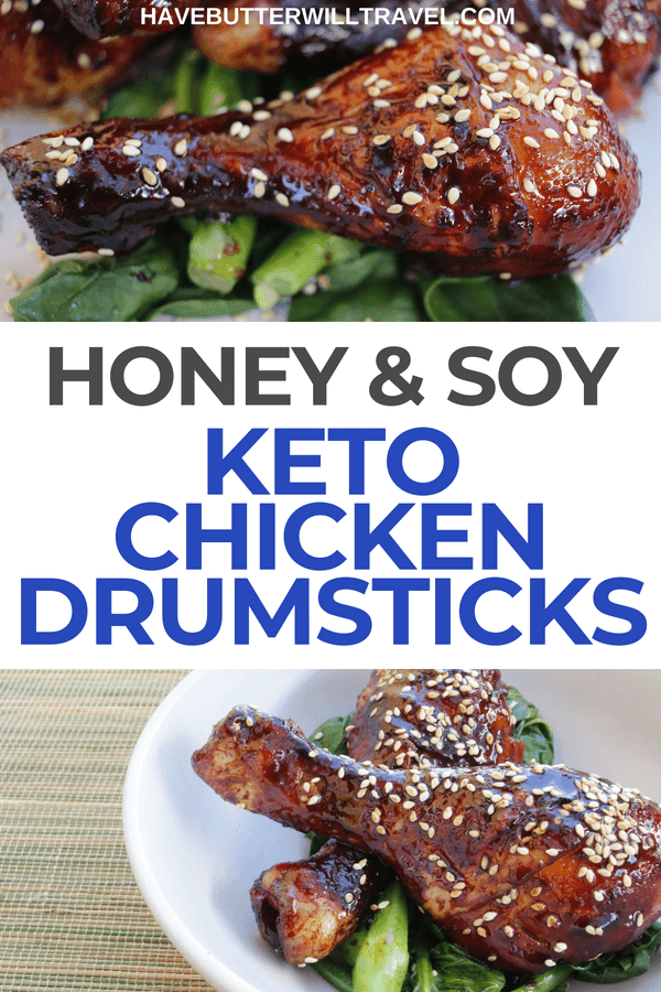 'Honey and Soy' keto chicken drumsticks using sukrin fiber gold syrup as the honey substitute. These drumsticks are super simple to make and delicious!