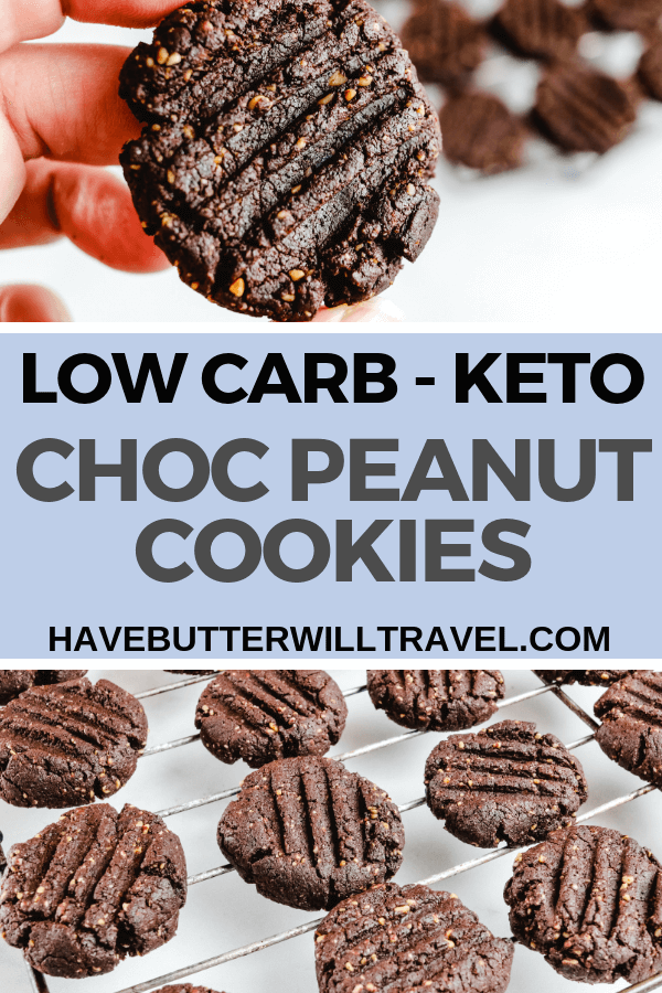 These keto chocolate peanut butter cookies are not only easy to make and delicious, but are the perfect low carb keto snack and treat. #keto #lowcarb #ketocookies #chocolatepeanutbuttercookies