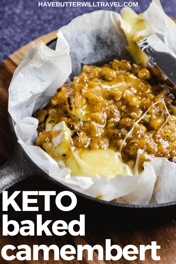 This keto baked camembert recipe is a perfect dish to serve with some keto crackers or on a grazing board at a summer BBQ or when entertaining. #bakedcamembert #ketobakedcamembert #lowcarbbakedcamembert #ketoentertaining 