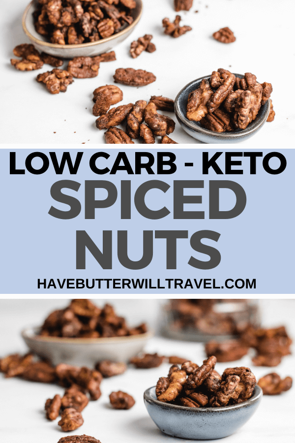 These keto spiced nuts are the perfect keto snack. They are great to serve to family and friends when entertaining. #Ketosnacks #savouryspicednuts #ketospicednuts