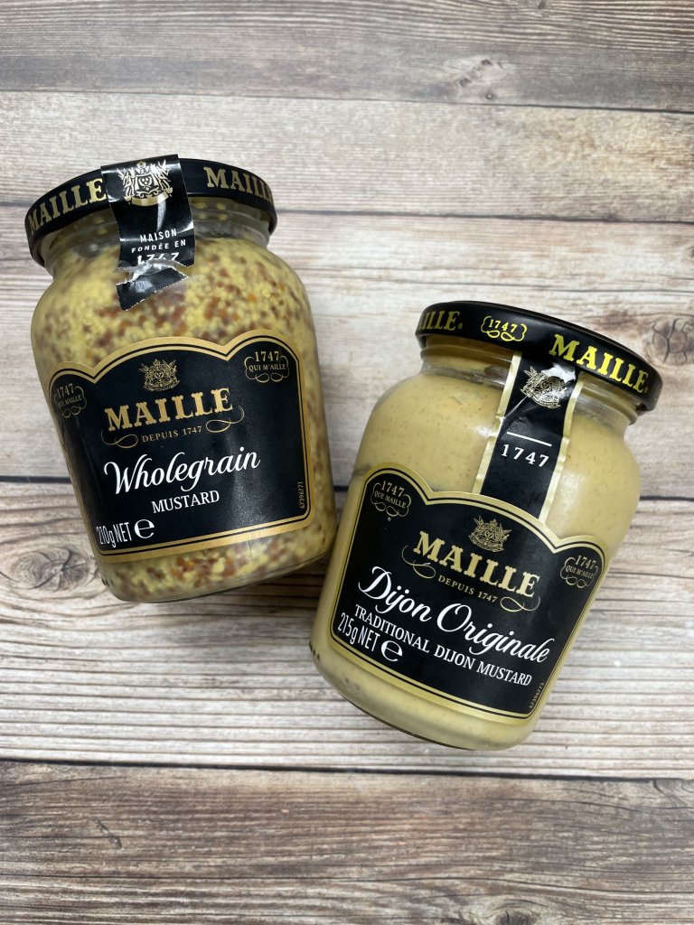 Maille Wholegrain and Dijon mustard jars