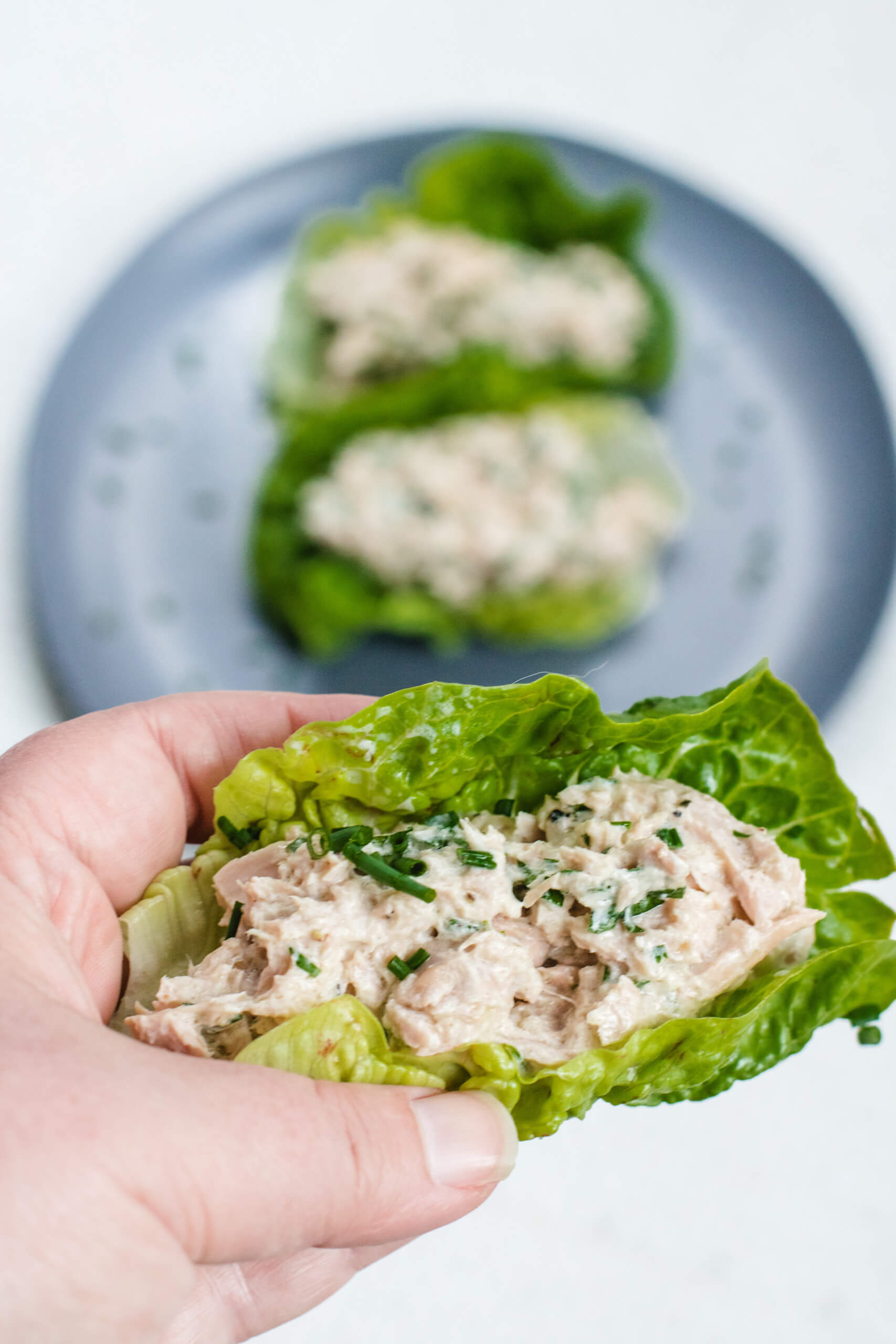 Tuna salad without mayo in a lettuce cup